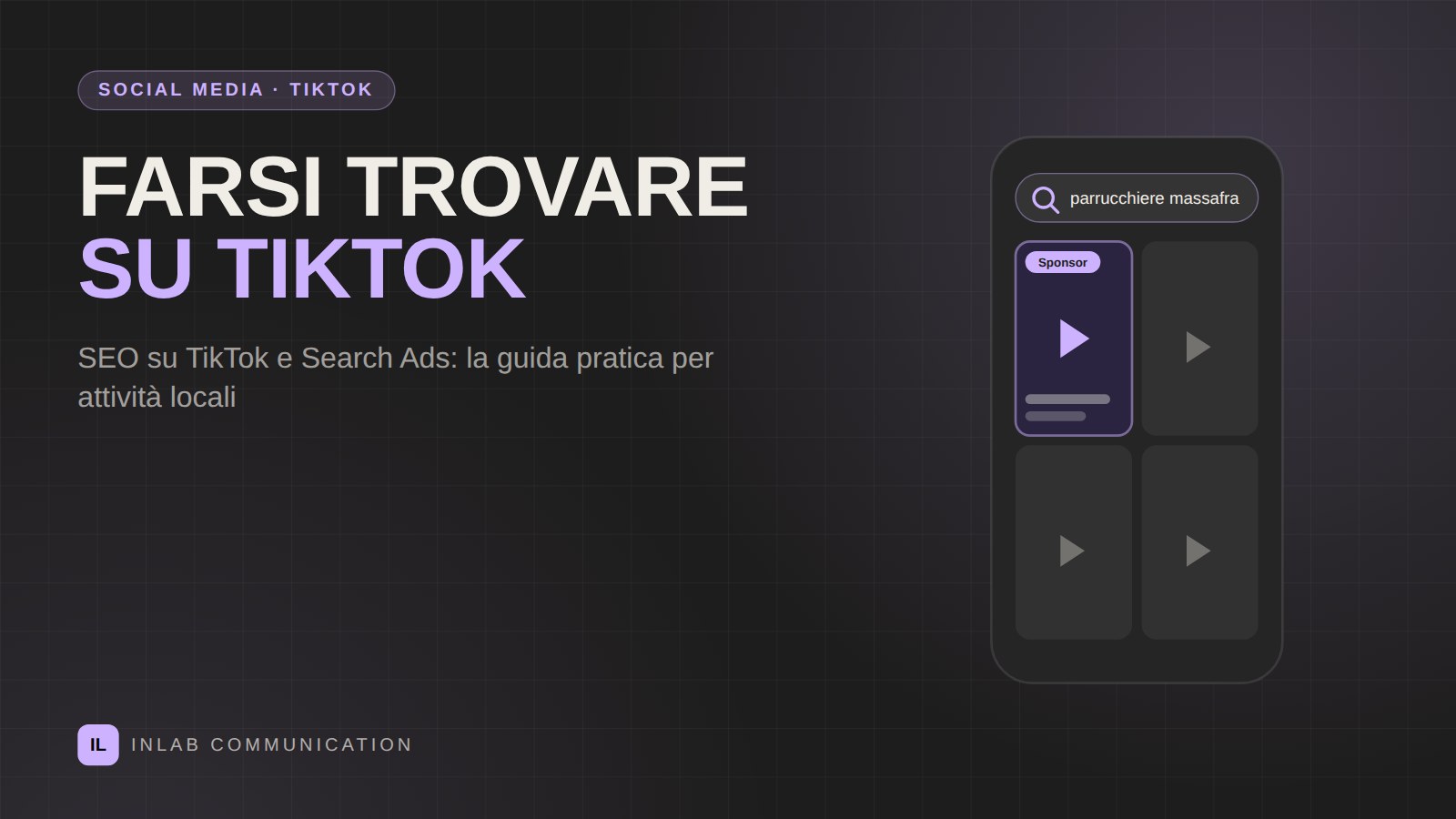 Ricerca su TikTok di un parrucchiere a Massafra con un video sponsorizzato